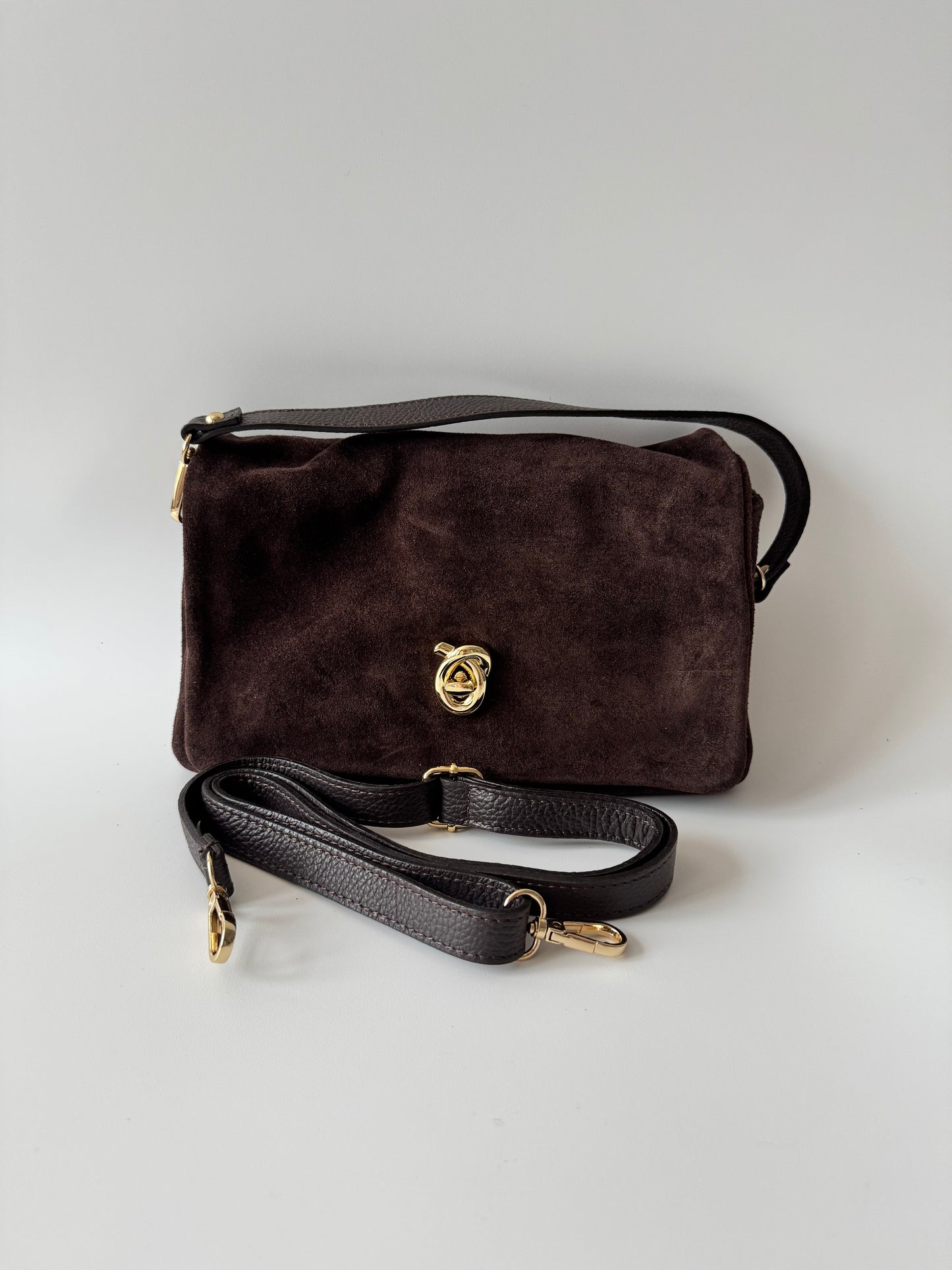 Blake Suede Bag Large  Dark Brown