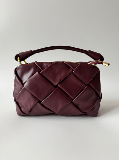 Penelope Leather Bag - Weave Burgundy