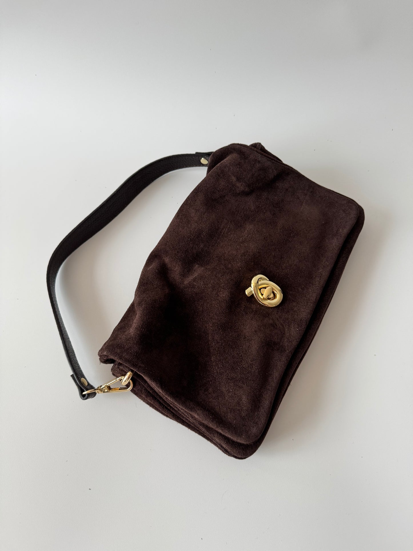 Blake Suede Bag Large  Dark Brown