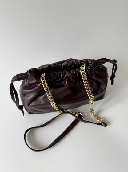 Ivy - Genuine Smooth Leather Shoulder Bag Dark Browan