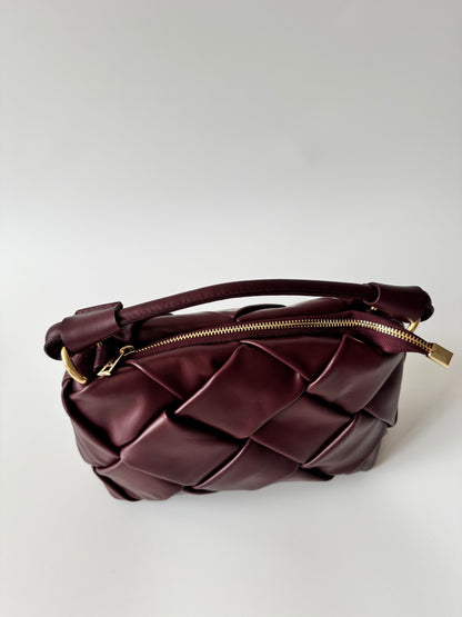 Penelope Leather Bag - Weave Burgundy