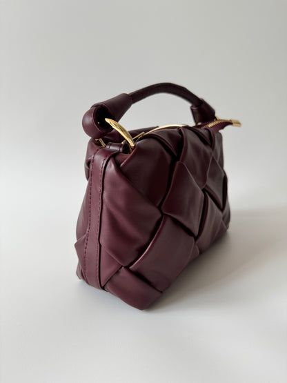 Penelope Leather Bag - Weave Burgundy