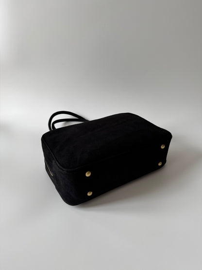 Clara Big  Black - Genuine Suede Leather Shoulder Bag