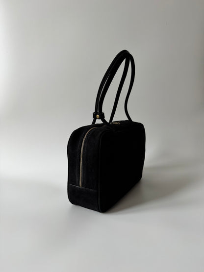 Clara Big  Black - Genuine Suede Leather Shoulder Bag