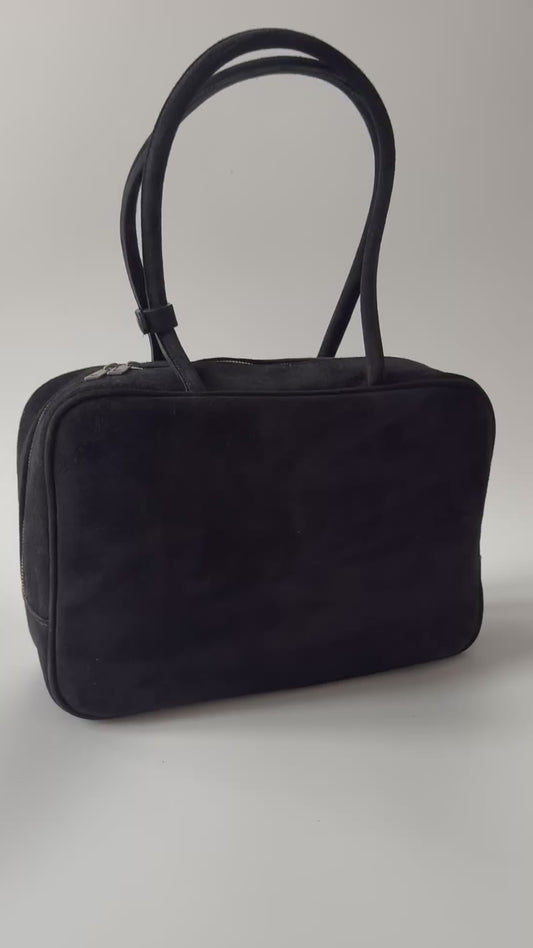 Clara Big  Black - Genuine Suede Leather Shoulder Bag