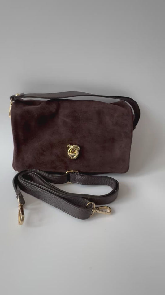 Blake Suede Bag Large  Dark Brown