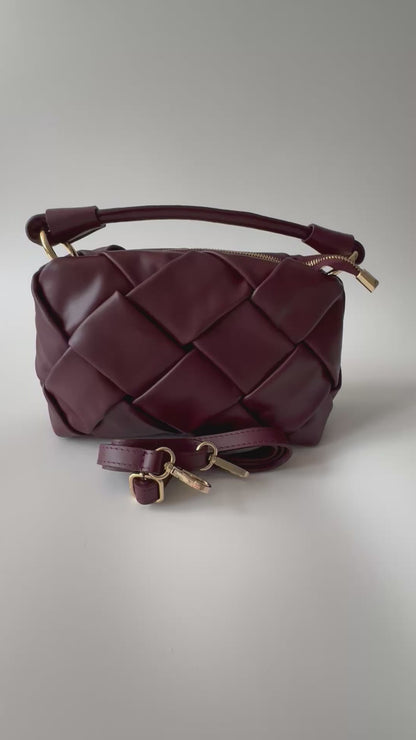 Penelope Leather Bag - Weave Burgundy