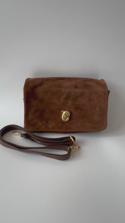 Blake Suede Bag Large Cognac